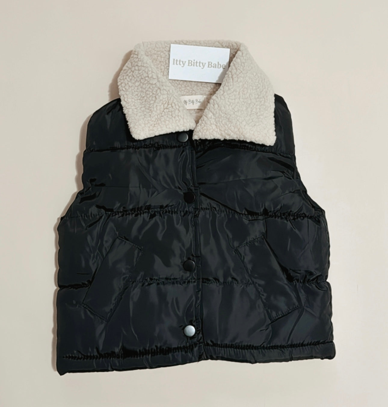 Sherpa Black Puffer Vest