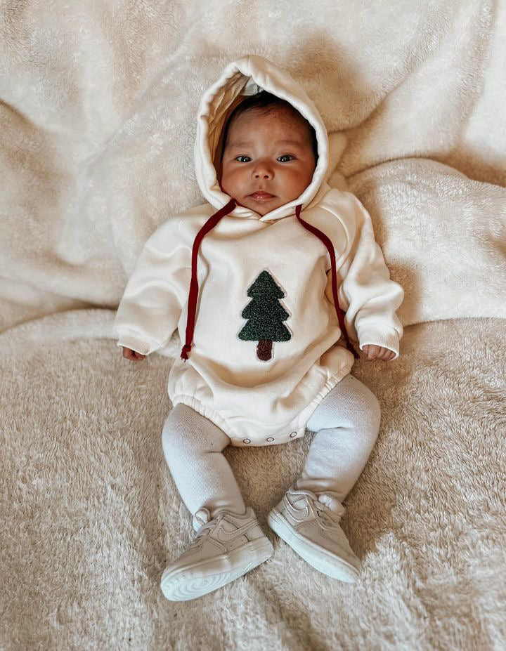 Cream Tree Hooded Romper