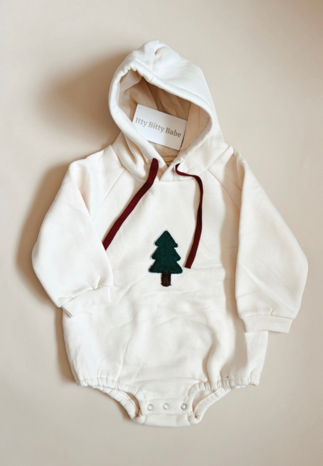 Cream Tree Hooded Romper