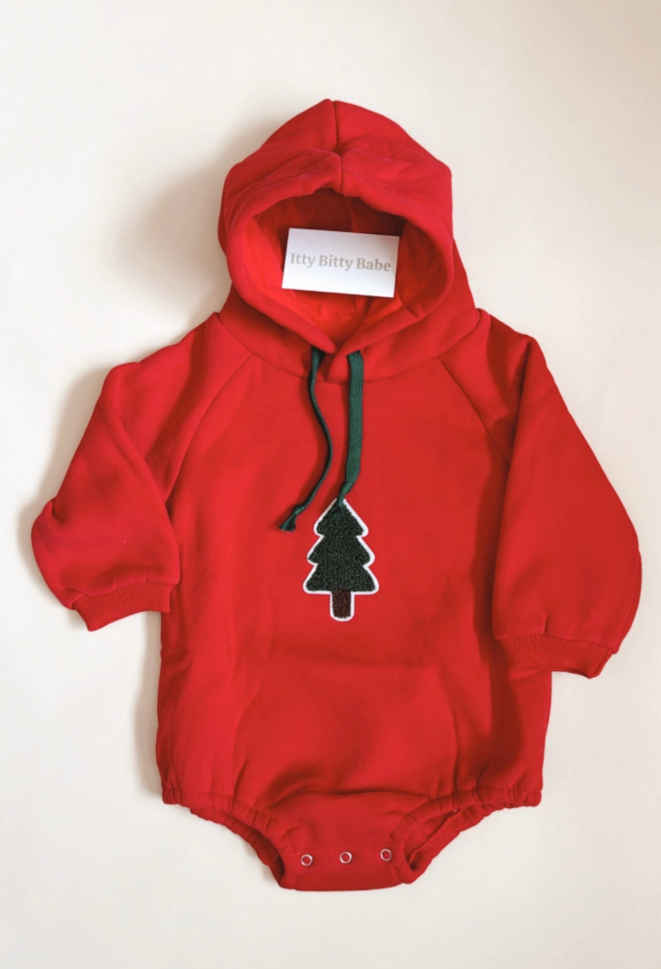 Red Tree Hooded Romper