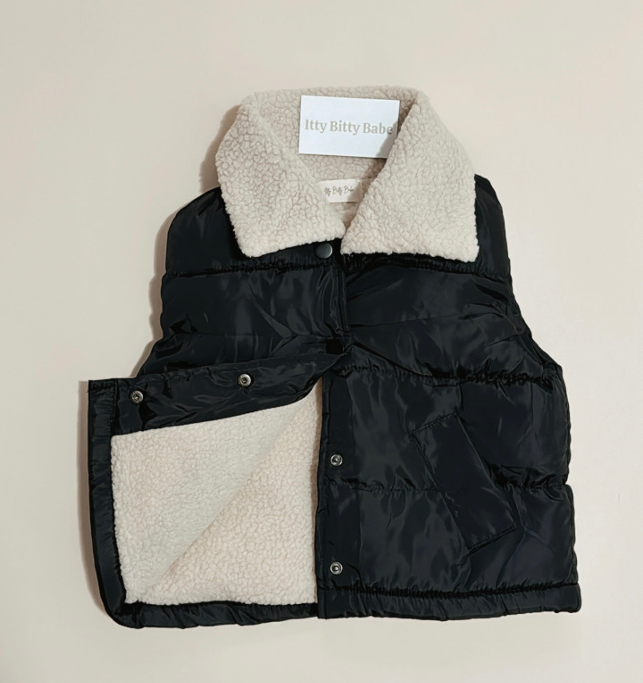 Sherpa Black Puffer Vest